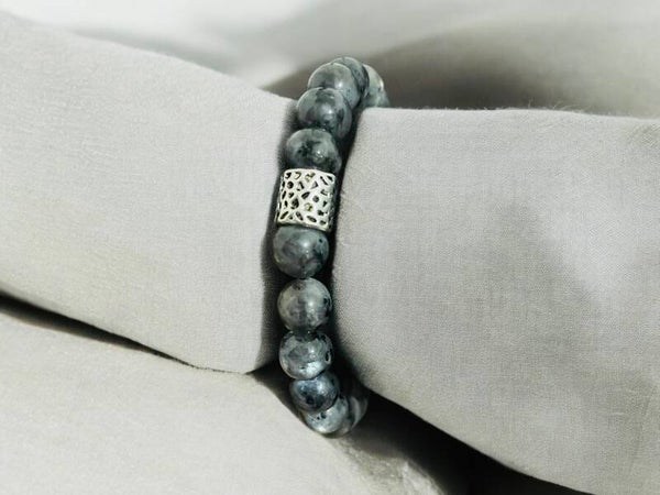 Stijlvolle Herenarmband met Larvikiet Edelstenen – 8mm