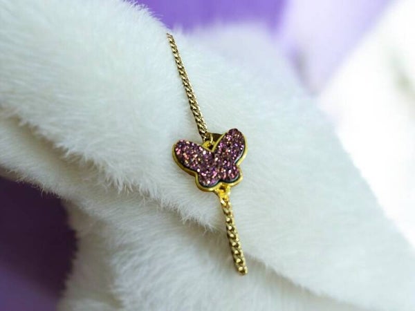 Prachtige paars Meisjesarmband met glitter Vlinder