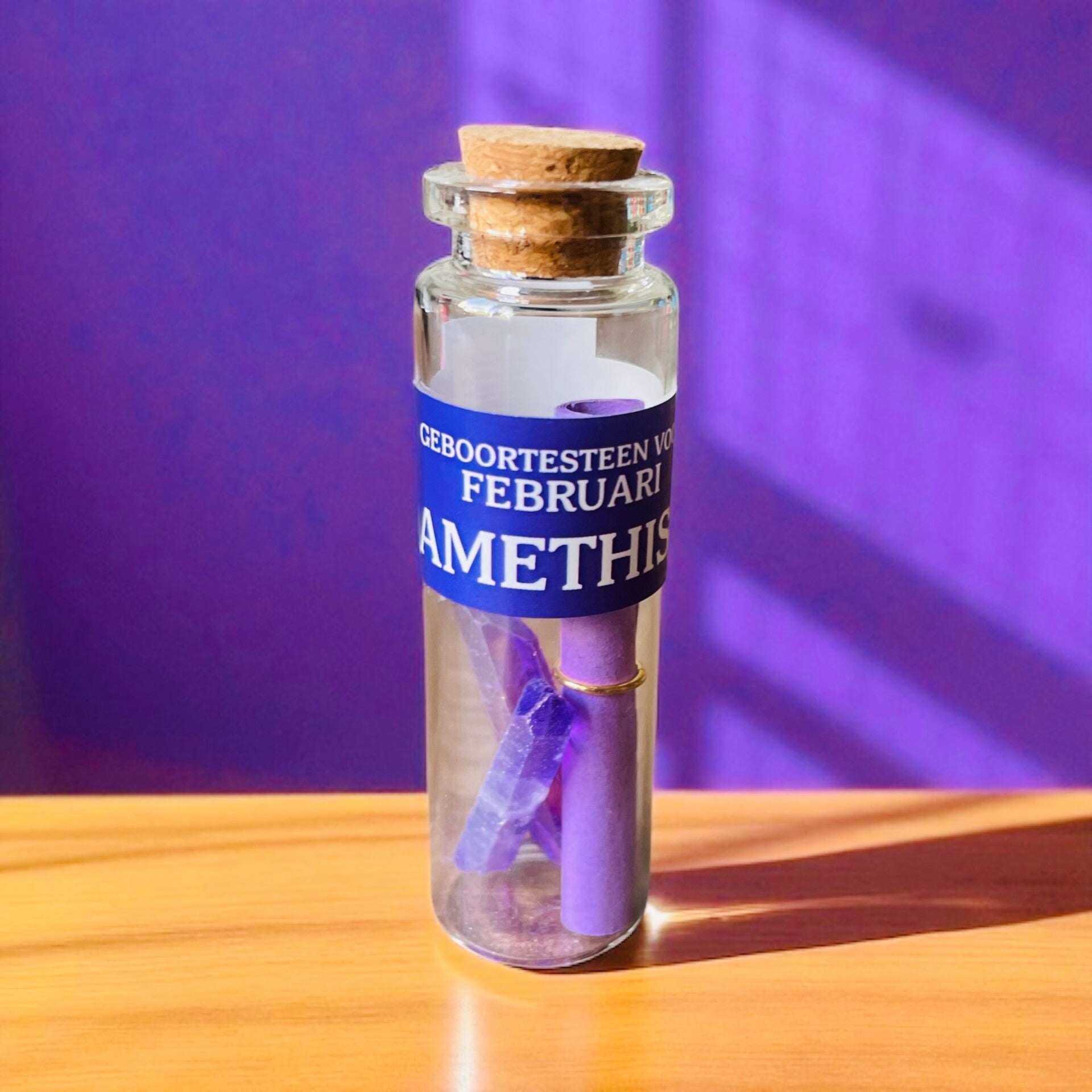 Geboortesteen Flesje - Februari (Amethist)