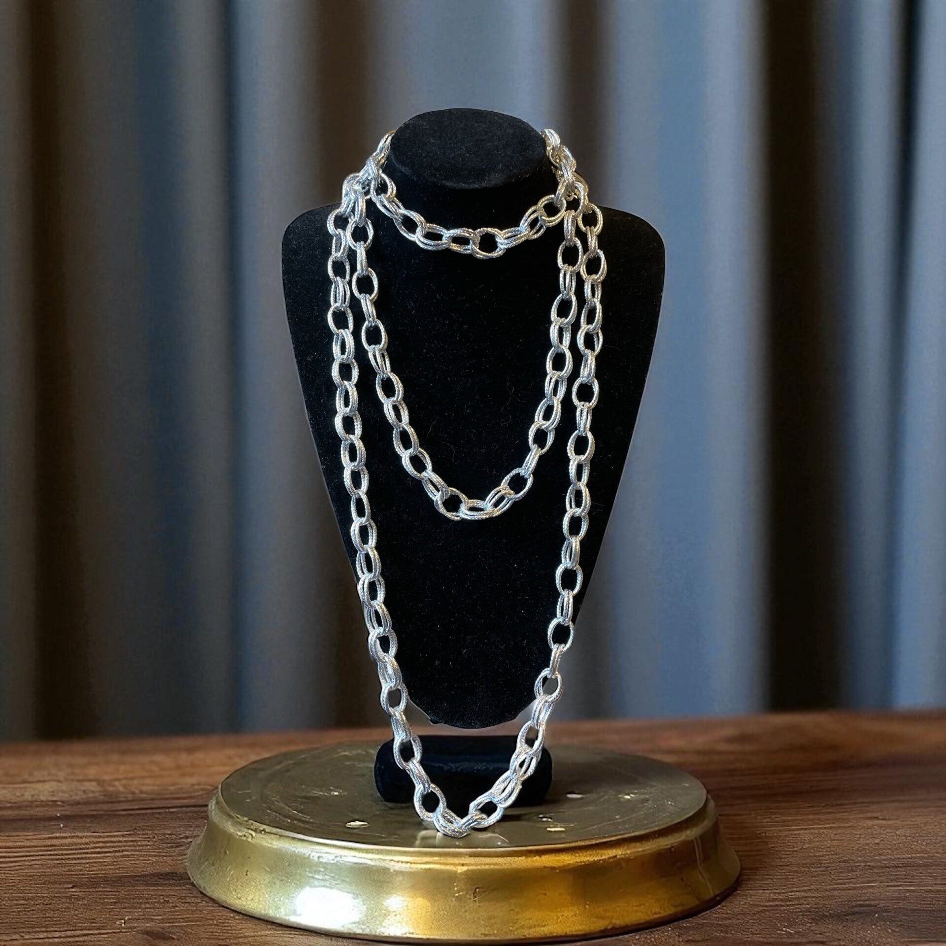 Zilverkleurig schakelketting dubbele ovale schakels