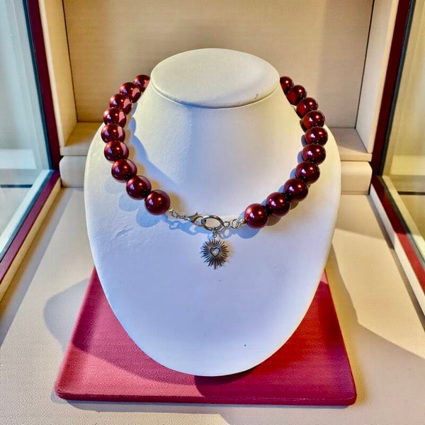 Stijlvolle Rode Glaskralen Ketting