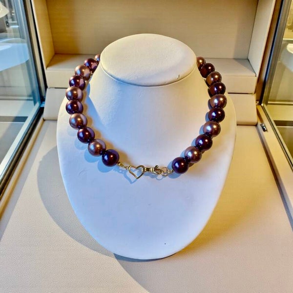 Unieke Glaskralen Ketting – 45 cm | 16 mm kralen | Paars & Lichtpaars