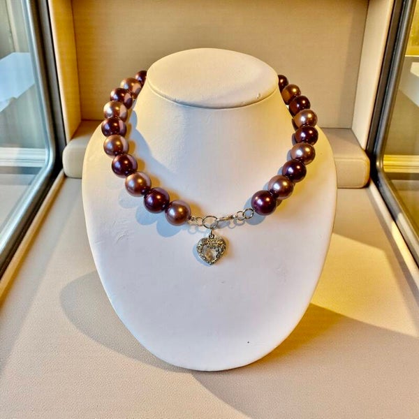 Paars Glaskralen Ketting Stainless Steel
