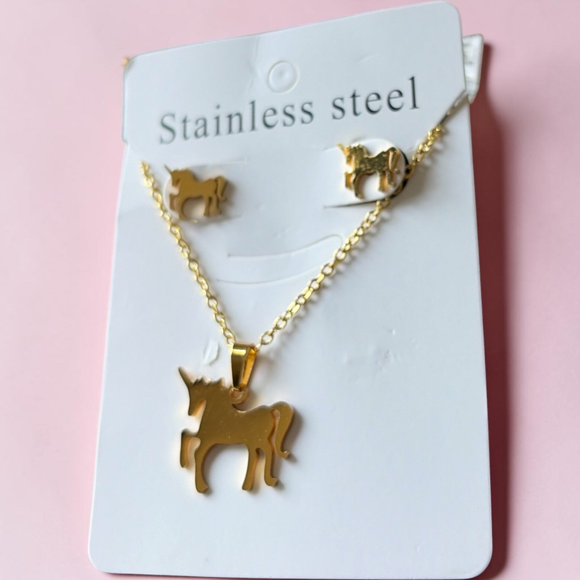 Schattige Unicorn ketting- en oorbellenset