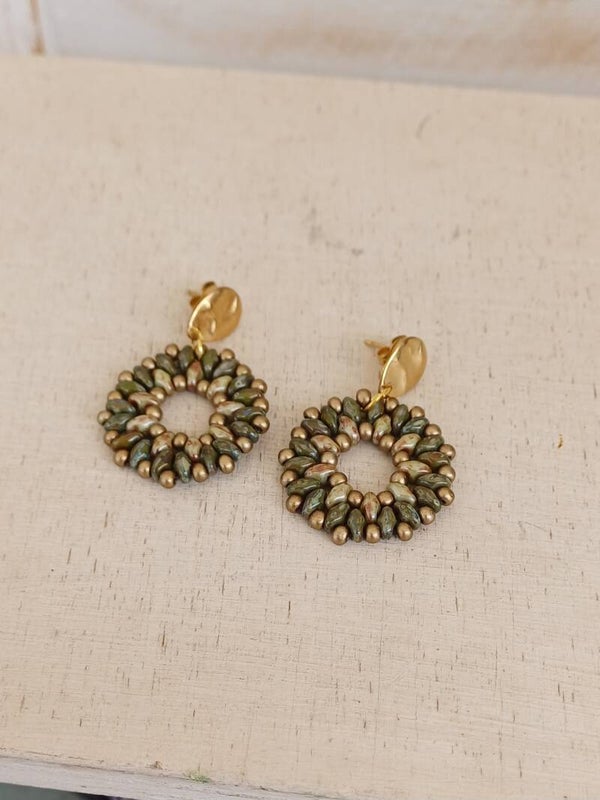 Oorbellen olijfgroen rond