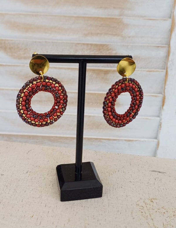 Oorbellen oranje/donkerrood