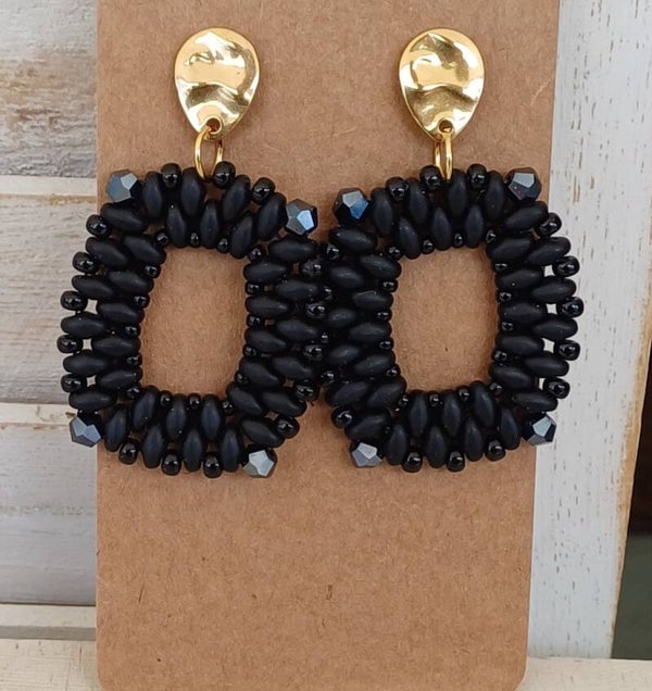 Oorbellen rechthoekig zwart