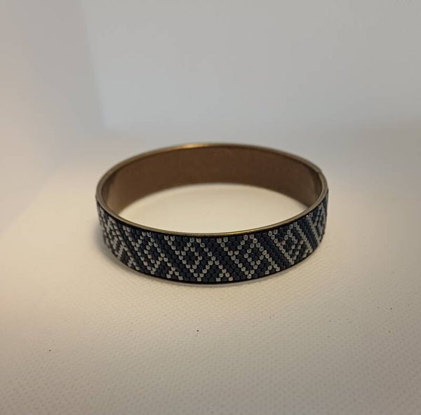Armband geregen kralen blauw/zilver