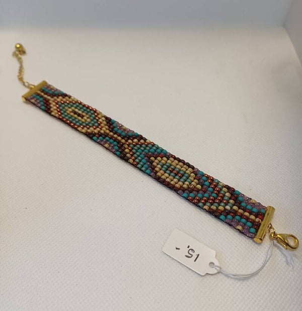 Armband geweven kraaltjes aqua