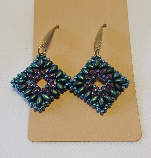 Oorbellen ruit blauw