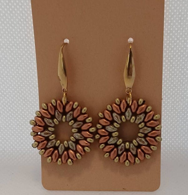 Oorbellen rond groen / oranje