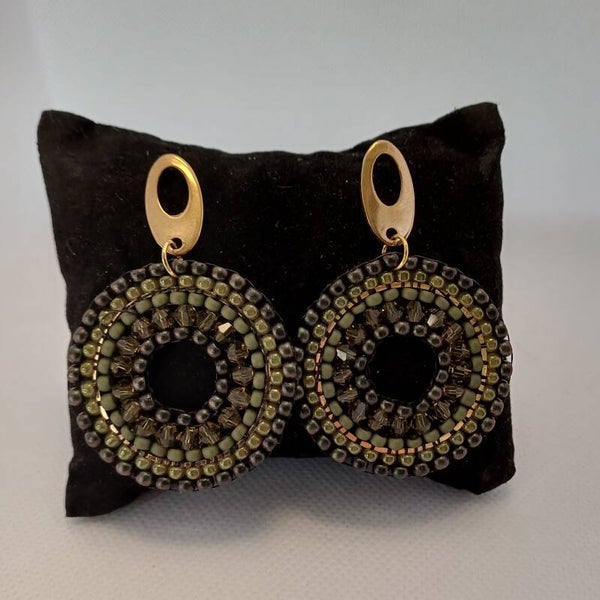 Oorbellen olijfgroen rond groot