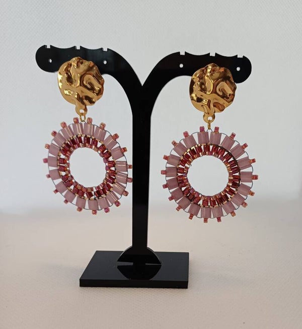 Oorbellen roze groot rond