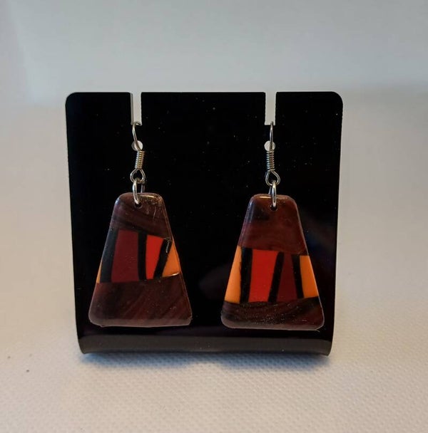 Oorbellen fimoklei bruin gestreept