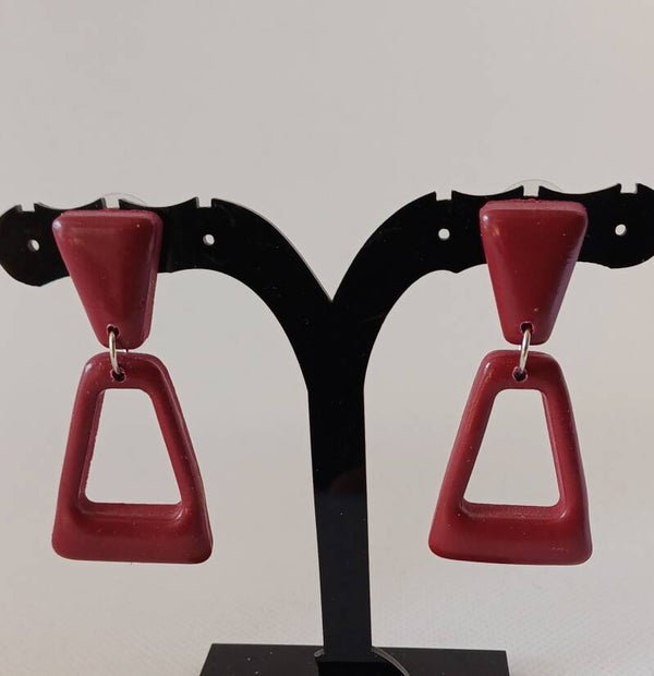 Oorbellen fimoklei donkerrood