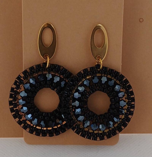 Oorbellen zwart rond