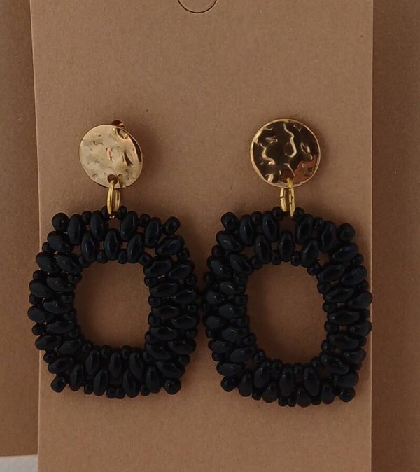 Oorbellen rechthoekig zwart