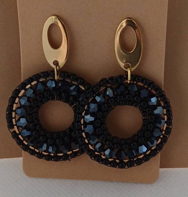 Oorbellen zwart rond