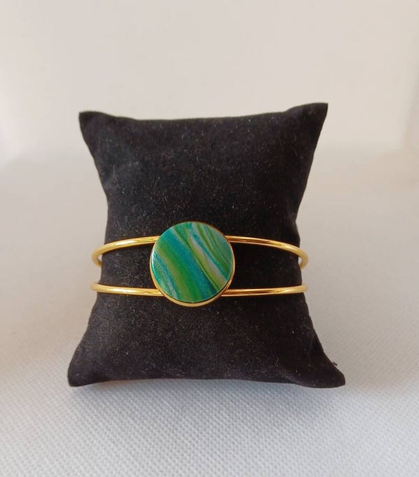 Armband fimoklei groen goud