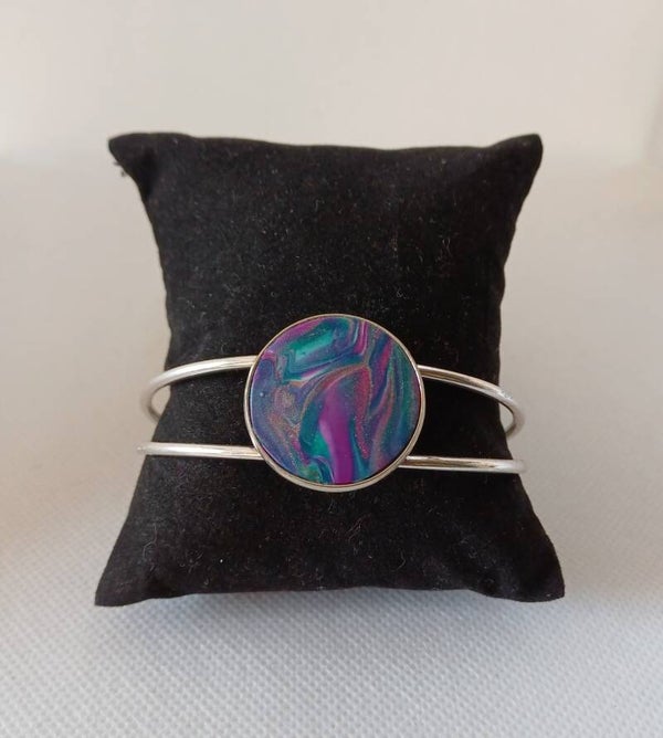 Armband fimoklei blauw roze