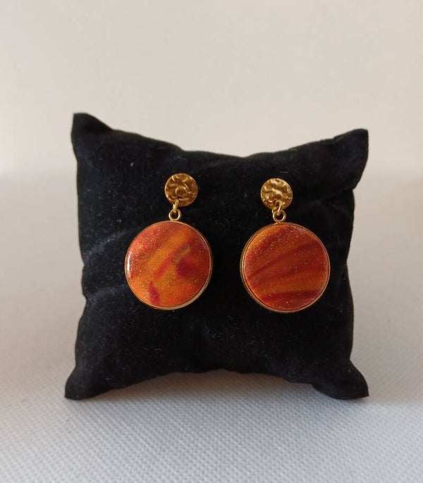 Oorbellen fimoklei oranje goud