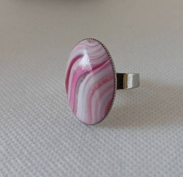 Ring fimoklei roze