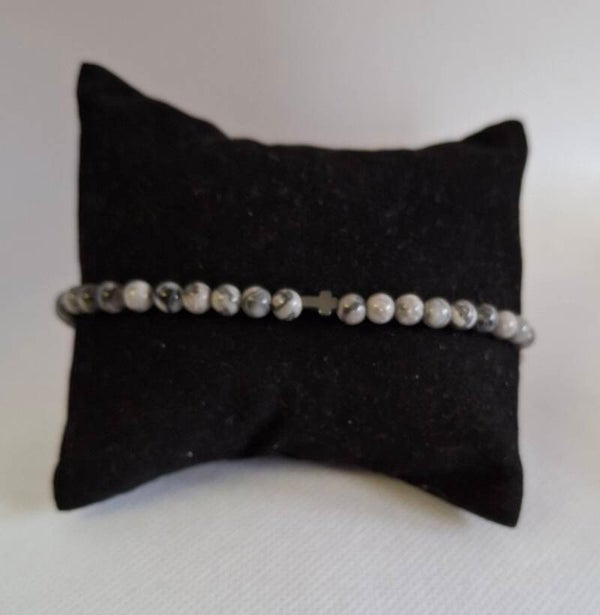 Ketting met natuurstenen met kruisje