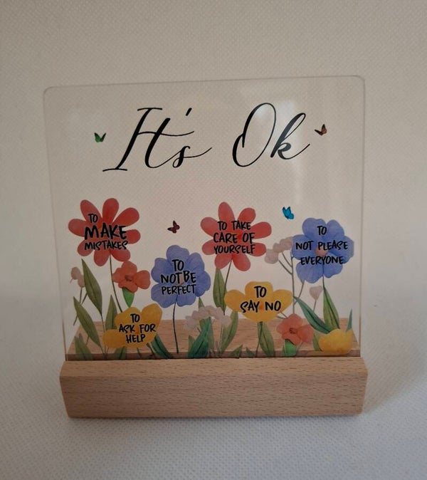 Plexiglas met bemoedigende tekst