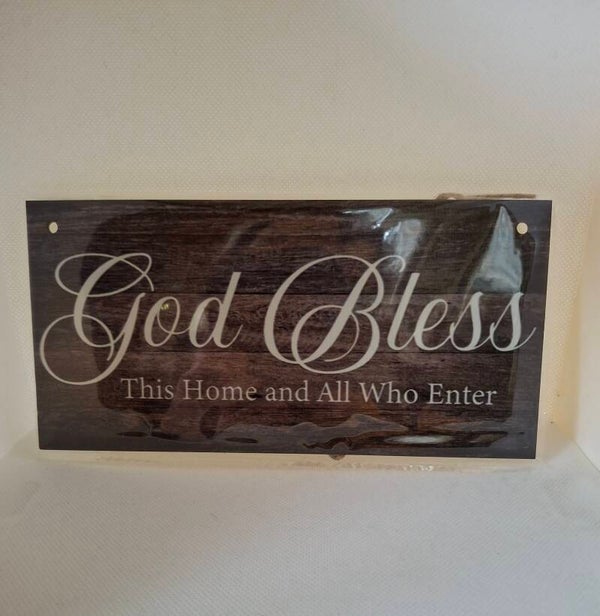 Houten bordje met tekst