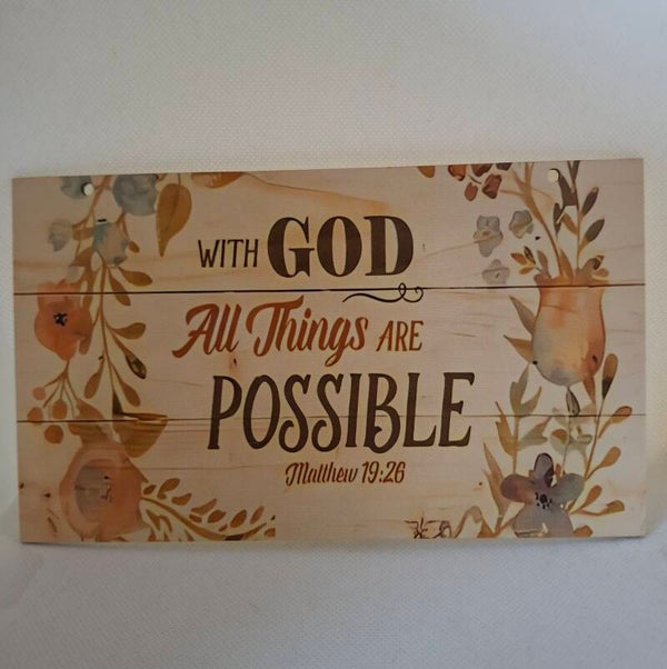 Houten bordje met tekst