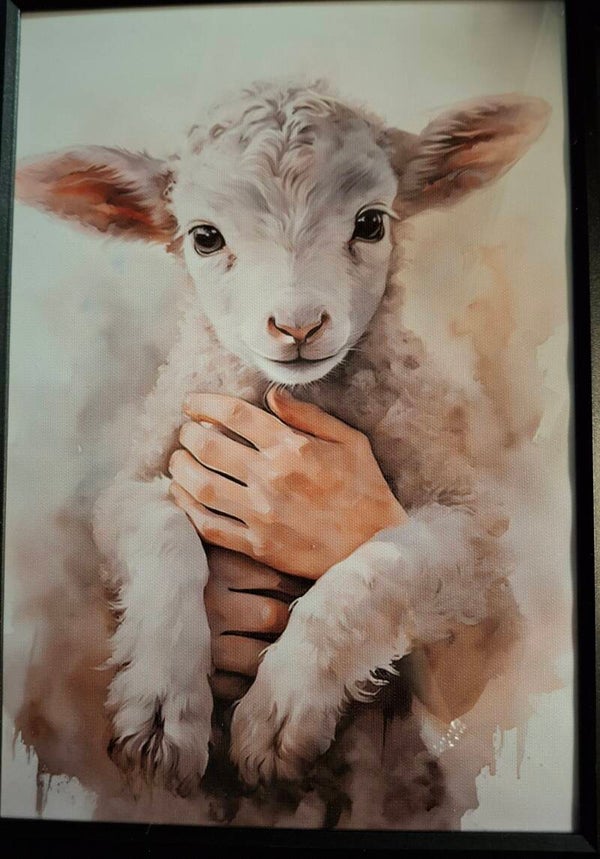 Canvas doek ingelijst. 21 x 30 cm