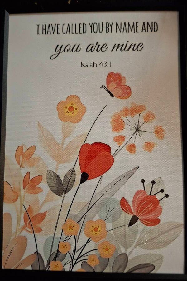 Canvas doek ingelijst. 21 x 30 cm