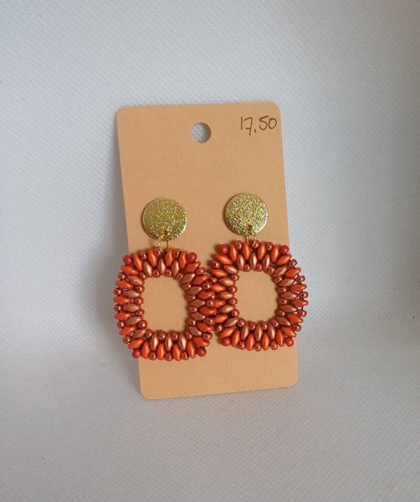 Oorbellen rechthoekig oranje