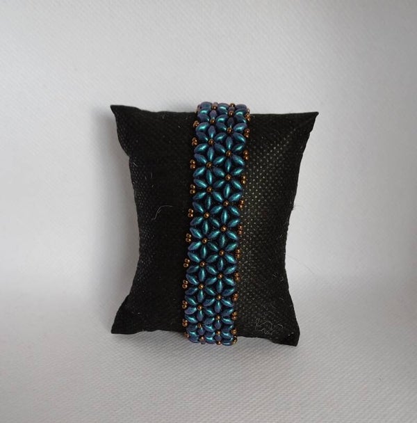 Armband blauw duo beads