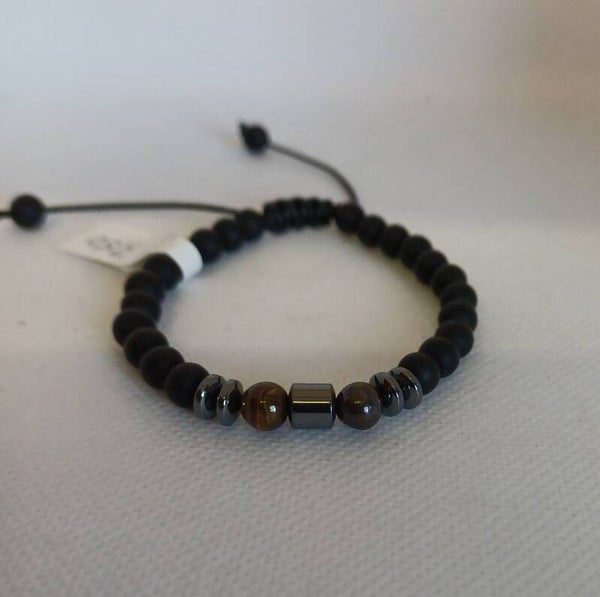 Armband met tijgeroog en onyx 6mm