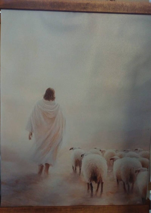 Canvas doek 30 x 40 cm Jezus met schapen