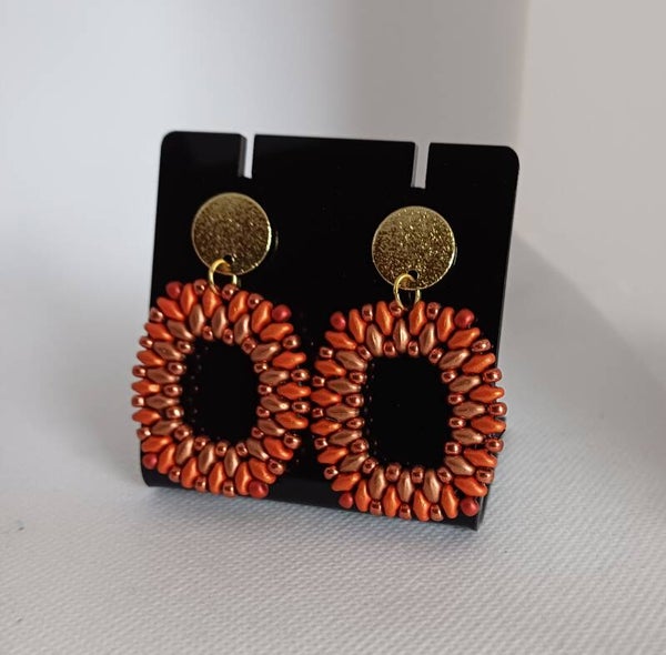 Oorbellen rechthoekig oranje