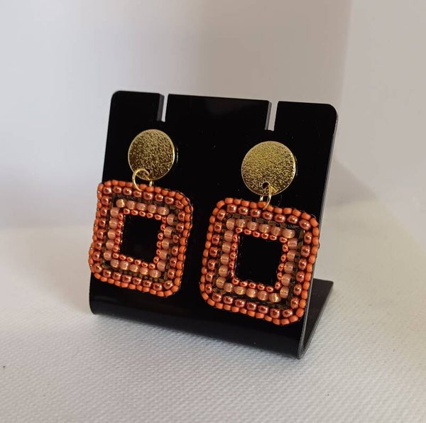 Oorbellen vierkant oranje