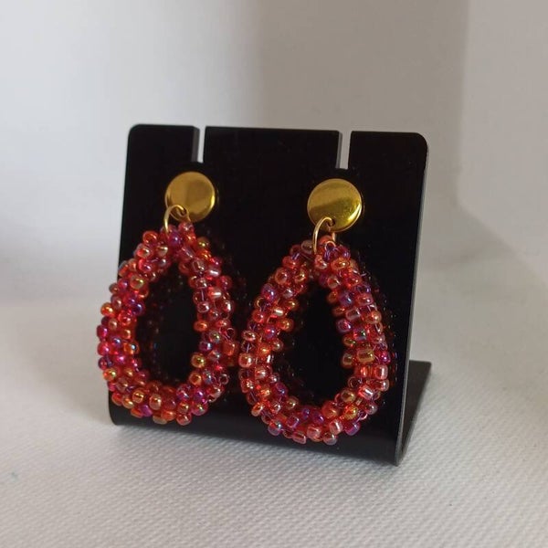 Oorbellen druppel rood