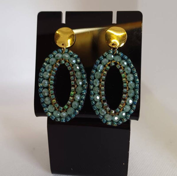 Oorbellen blauw ovaal