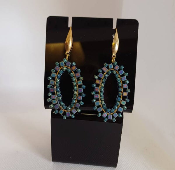 Oorbellen ovaal donkerblauw