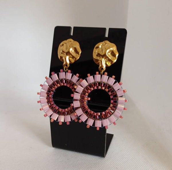 Oorbellen roze groot rond