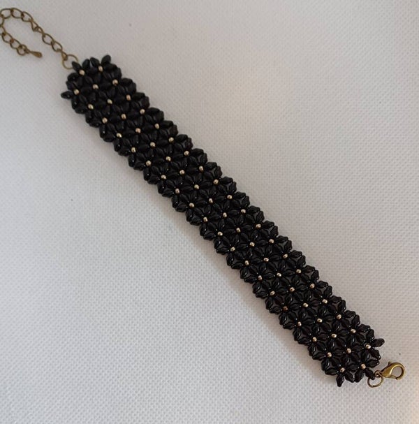 Armband zwart duo beads