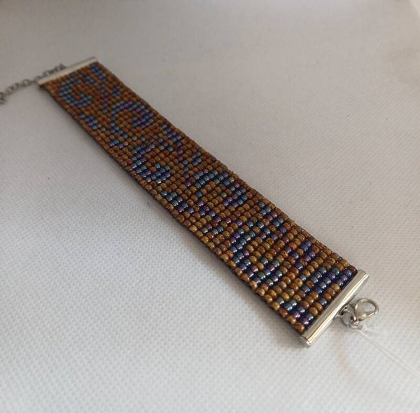 Armband geweven bruin/blauw