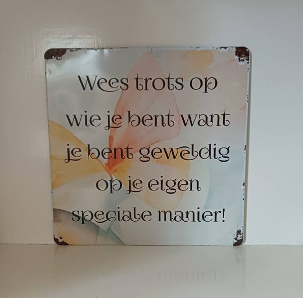 Metalen bordje vierkant