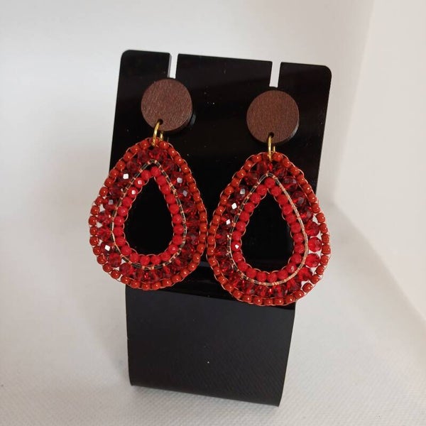 Oorbellen druppel rood