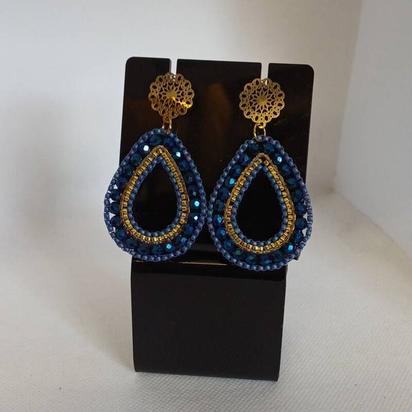 Oorbellen druppel blauw