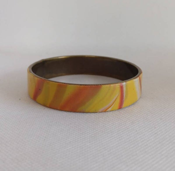 Armband fimoklei geel bruin