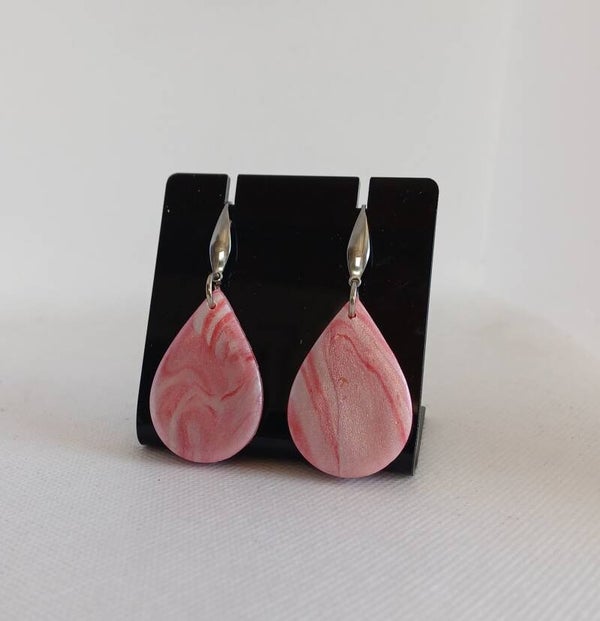 Oorbellen fimoklei roze druppel