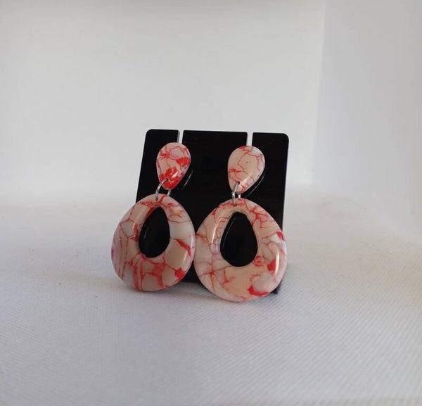 Oorbellen fimoklei rood druppel